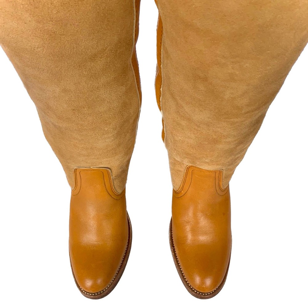 SOLD FRYE True Vintage Black Label Shearling Lined Tall Over the Knee Fold Boots - Picture 6 of 8